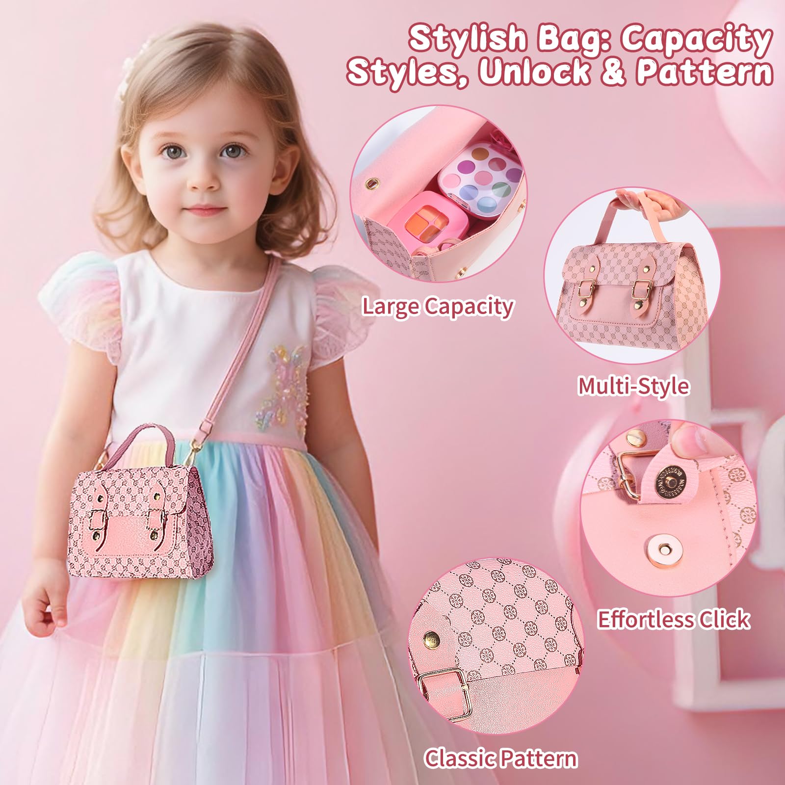 Juego de maquillaje para niños de 3 a 5 años, kit de maquillaje falso para niños pequeños, kits de maquillaje para niñas pequeñas de 4 a 6, juguetes de maquillaje falsos para regalo de cumpleaños 3
