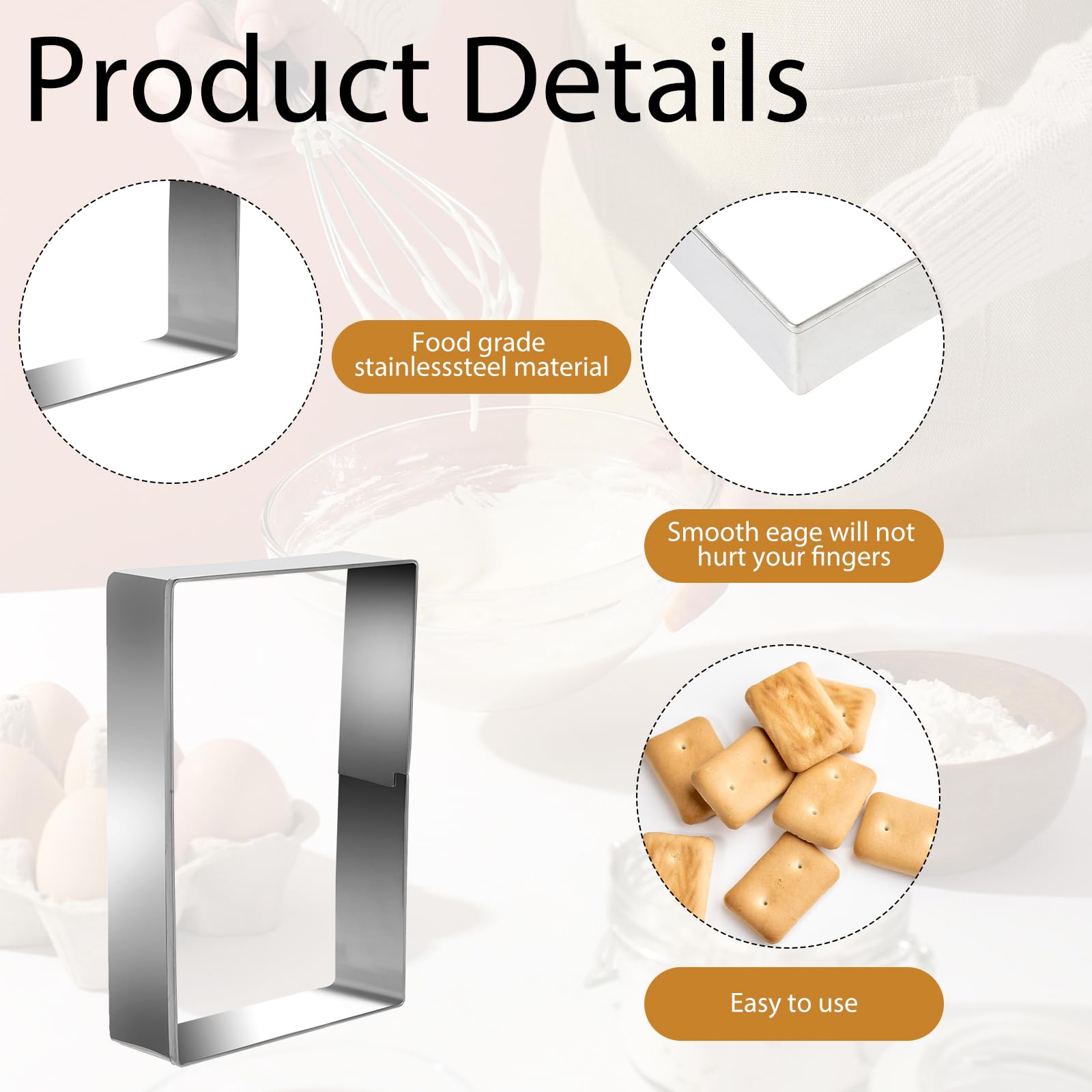 Set 5 Formine Biscotti Rettangolari In Acciaio Inox - 5 Misure Diverse Per Pasticceria | Profondità 2.5cm - Foto 4