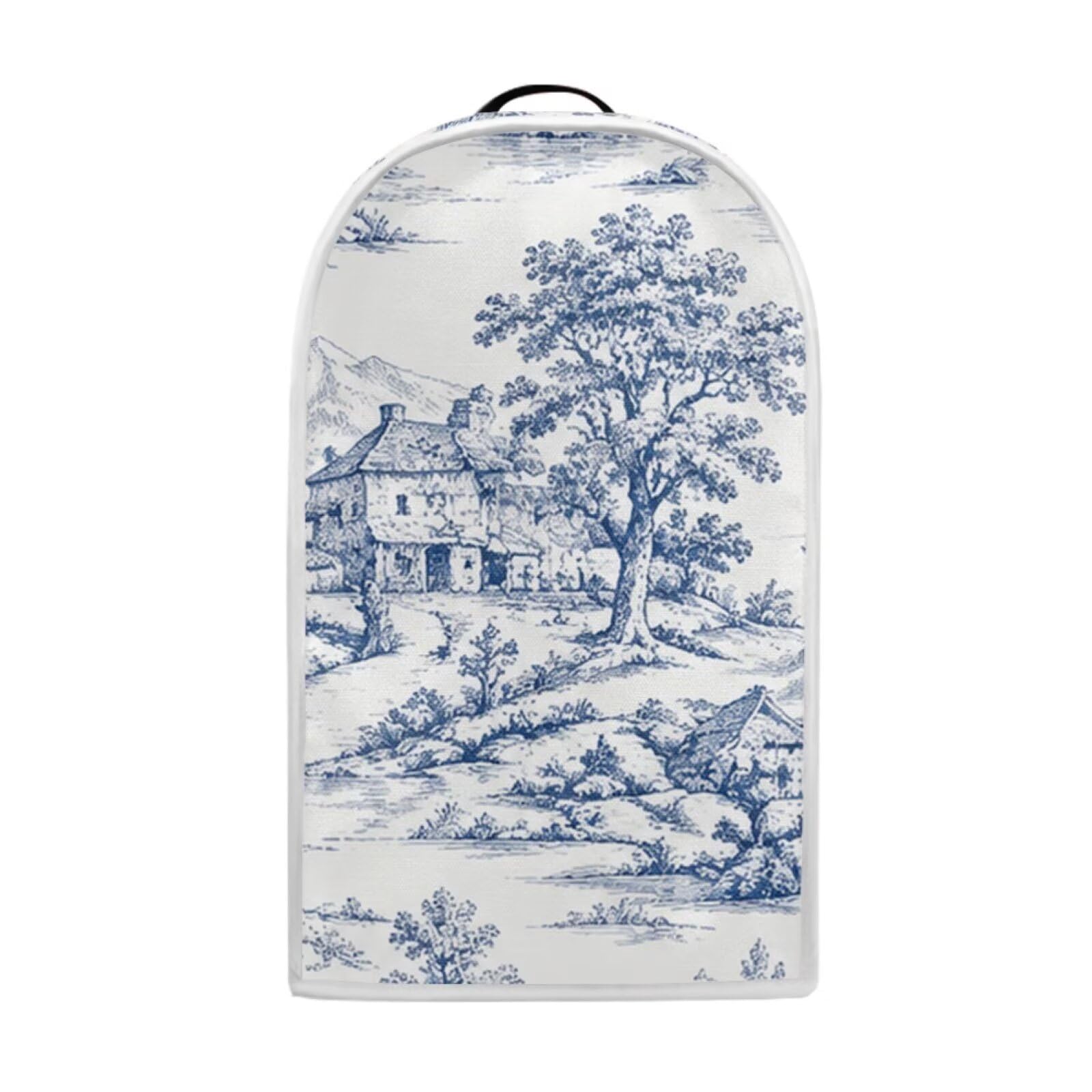 Talayituse Toile De Jouy House Tree Print Blender Dust Cover, Fingerprint Protection Cover for Stand Mixer or Coffee Machine, Home Kitchen Appliance Covers for Stain Dust Resistant Supplies