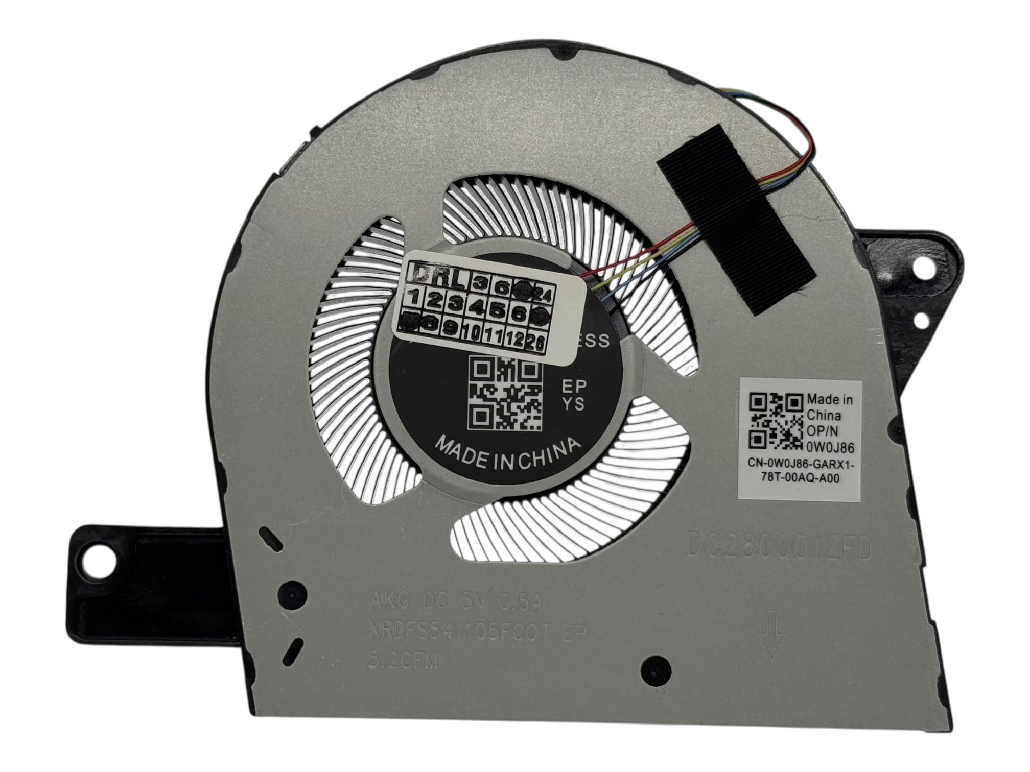 CPU Cooling Fan for Dell Latitude 5580, 5591, Precision 3520, 3530, PN: C5F86, 0C5F86, DC28000IZFL (pour processeur Intel Quad Core "H" type)