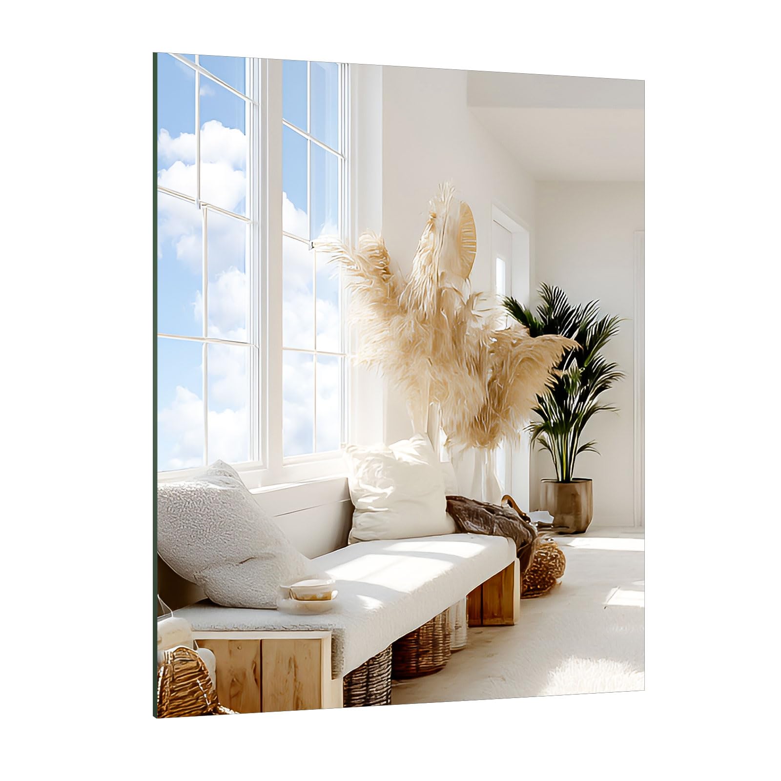 TSKDKIT Specchi Da Parete HD in Vetro Autoadesivi Con Specchio E Senza Cornice 50 X 40cm Grandi Piastrelle Adesive Per Camera Da Letto, Soggiorno, Corridoio