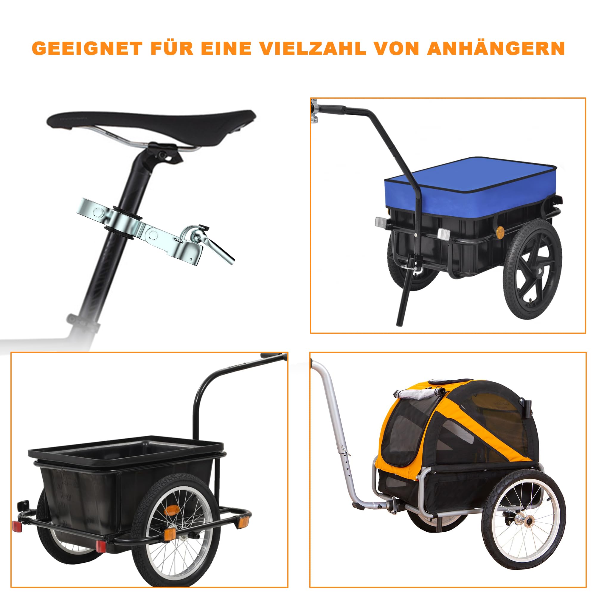 Anhängerkupplung für Fahrrad, Kupplung Lastenanhänger, Verzinkter Stahl Fahrradanhänger Kupplung Kompatibel mit Allen gängigen Fahrradsattelstützen, Fahrrad Anhängerkupplungs