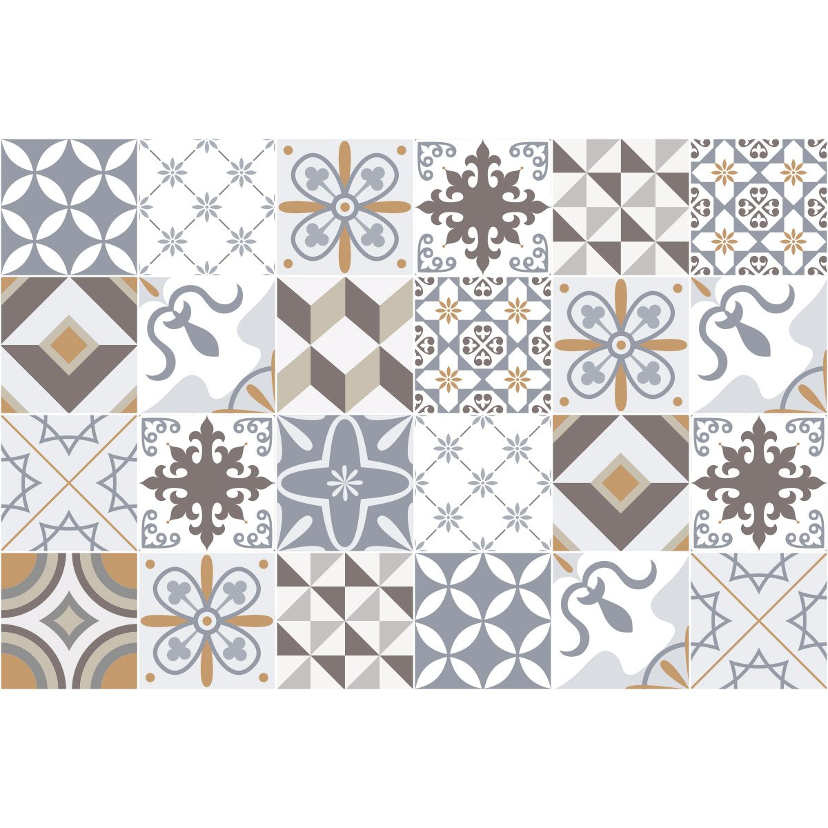 Adesivi Per Piastrelle Bagno E Cucina Ambiance Sticker - 24 Pezzi 15x15 Cm, Decorazioni Murali Effetto Cementine, Rimovibili