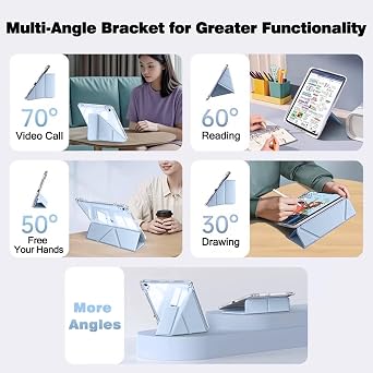 Case for Samsung Galaxy Tab S6 Lite 10.4 Slim Y-Stand Sky Blue | Clear Back Shell with Pencil Holder, Auto Wake Sleep