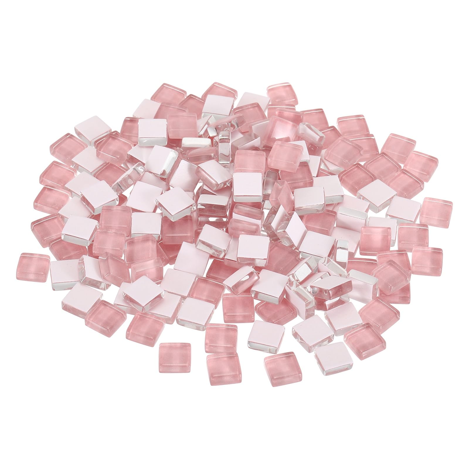 sourcing map Mosaic Tiles, 1 x 1cm Micro Glass Tiny Mini Mosaic Tile DIY Hobbies Handmade Crystal Free Stone Craft Material Creativity (Pink Pack of 200)