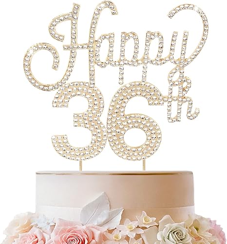 Miniatura 163 de LINGTEER Decoración de pastel de diamantes de imitación dorados para cumpleaños número 15 – Cheers to 15th Birthday Quince años de edad, decoración