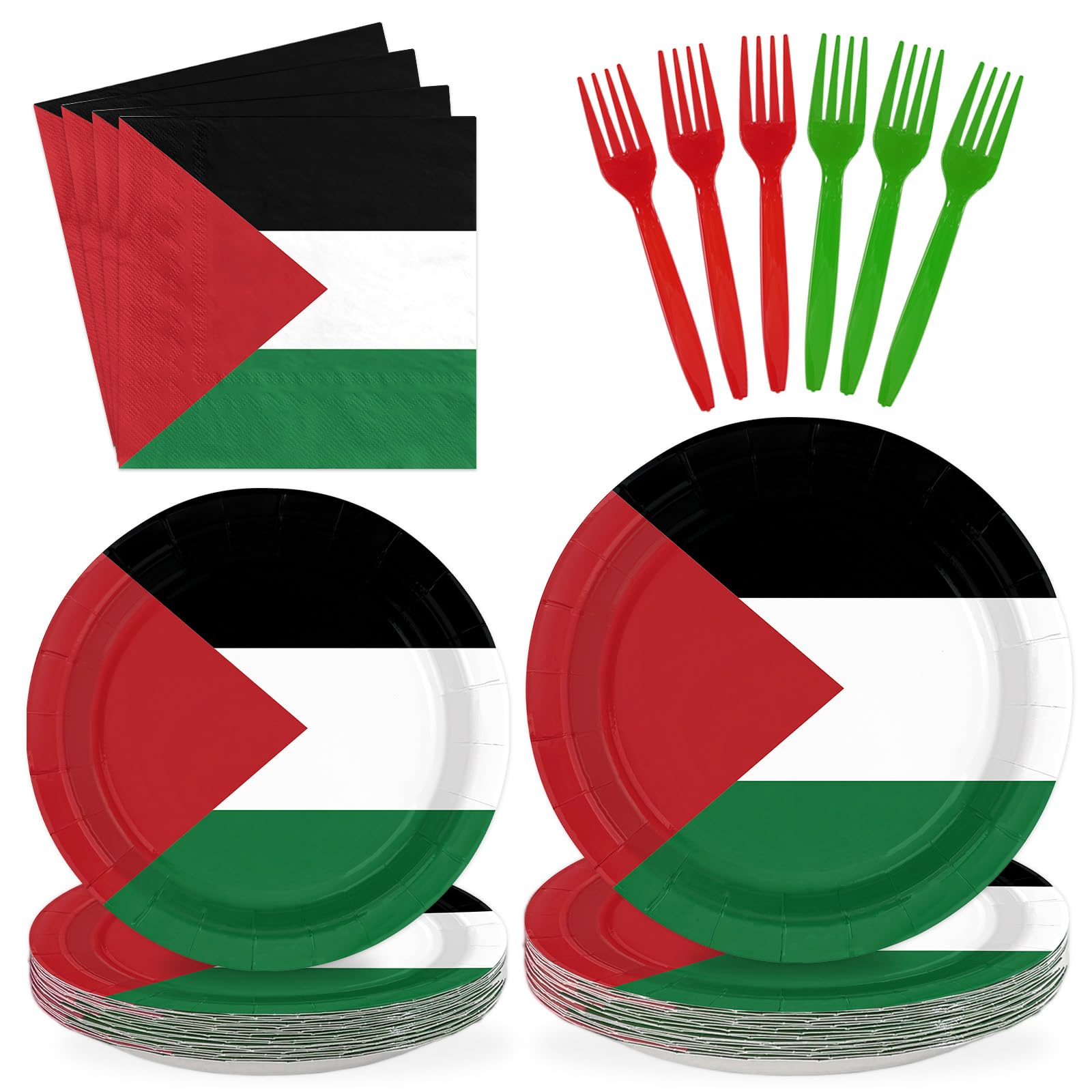 Assiettes et serviettes Palestine en carton épais avec impression haute définition