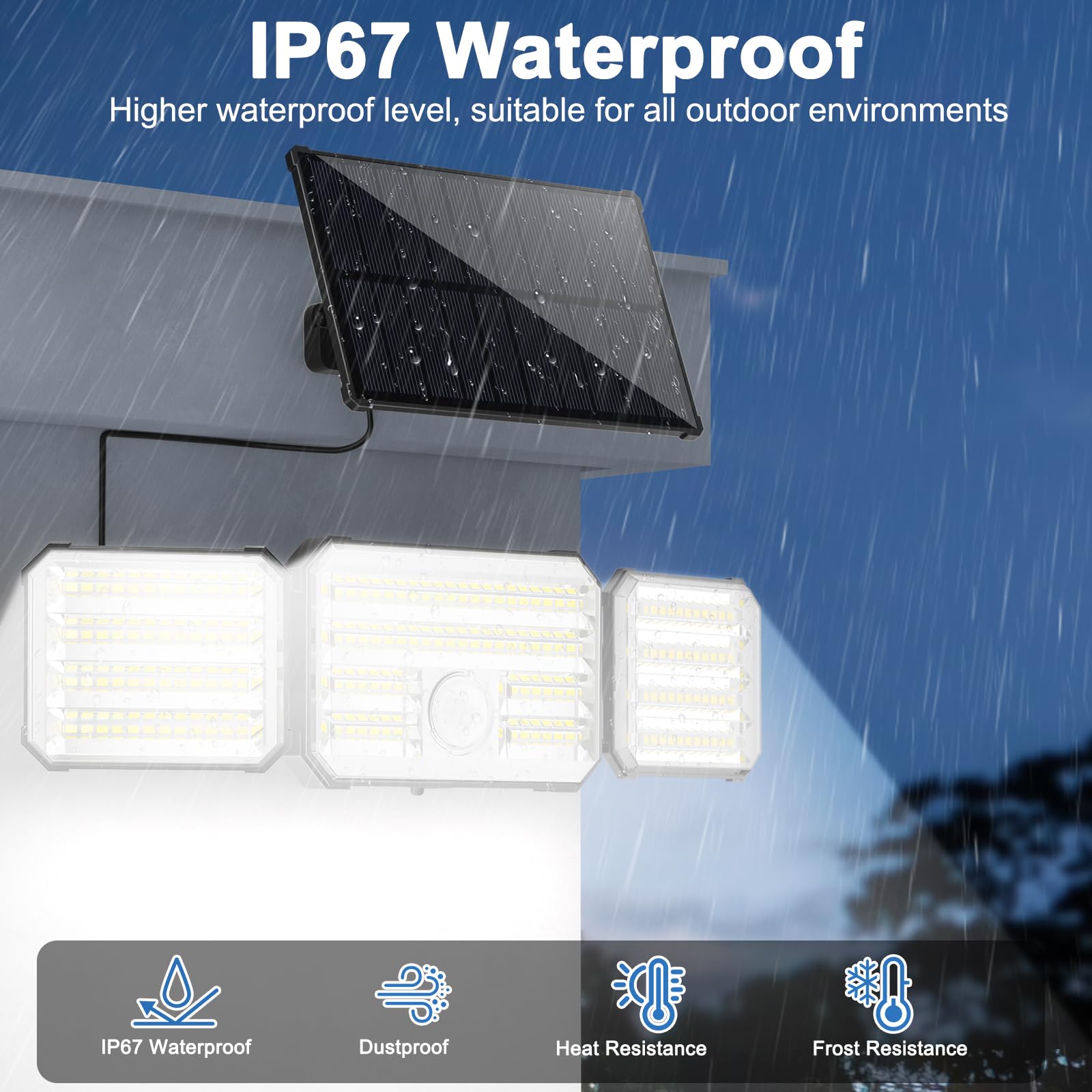 Luz Solar Exterior con Sensor de Movimiento, Focos LED Solares con Control Remoto 4 Modos 2000mAh IP67 Impermeable, Lampara Solar Exterior para Jardín, 2 Piezas