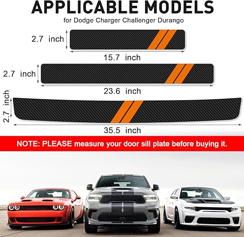 Vista 21 de Protector de umbral de puerta para Dodge Charger Challenger Durango, accesorios para umbral de puerta de automóvil con raspador de plástico, Blanco