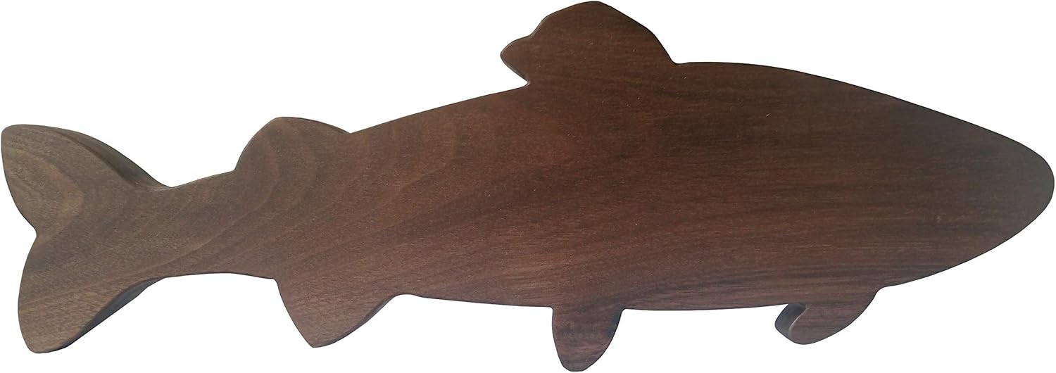 5 Rows Powerful Magnets 16 Inch Solid Walnut Wood Fish Shaped Kitchen Magnetic Knife Strips Holder Rack,Wall Mount,Metal Tools Organizer