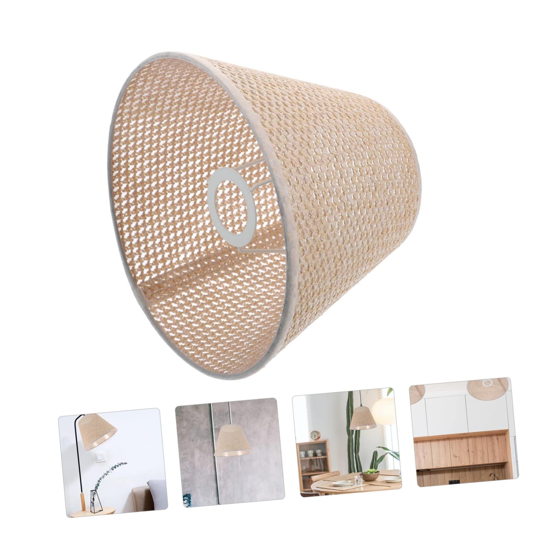 Abat-jour Décoratif Tressé E27 en Papier PE pour Lampe de Bureau
