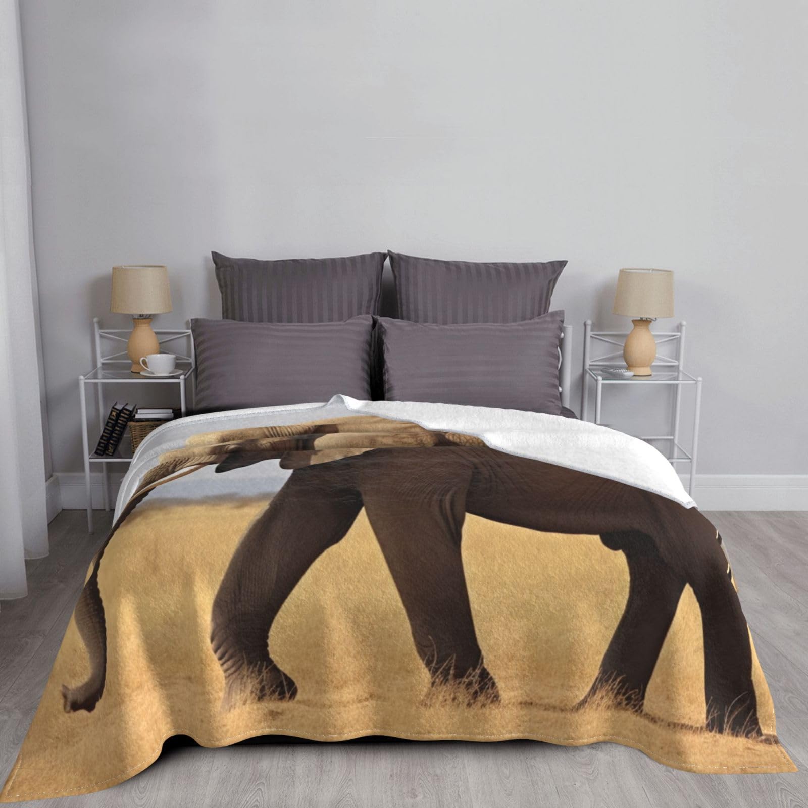 Coperta in flanella con elefanti tribali e elefanti colorati in morbido peluche, di dimensioni triple, per divano, divano, ufficio, campeggio, soffice coperta in flanella, ZJF4