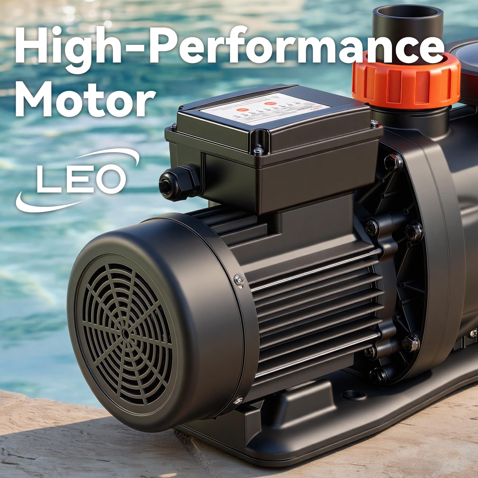 LEO Bomba de piscina en el suelo, potente bomba de piscina autocebante de alto flujo con temporizador, 2.2HP 6950GPH 220V