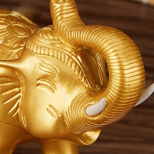 Miniatura 5 de Feng Shui - Estatua de elefante de resina de Ganesh, símbolo de fuerza de poder, buena suerte, decoración de oficina en casa (dorado)