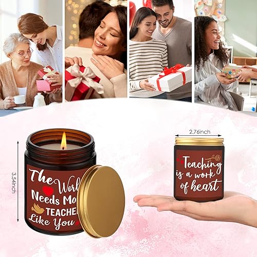 Miniatura 2 de 6 piezas de regalos de agradecimiento para profesores para mujeres, regalos para el mejor profesor, velas perfumadas en tarro de 7 onzas, velas