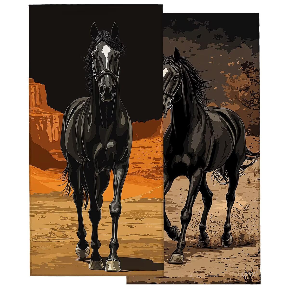 Toalla Playa 100x220cm, Juego de 2 Toalla Gimnasio Hombre Mujer, Secado Rapido Toallas Microfibra Grande, Suave y Ligera Antiarena Toallas de Playa Microfibra para Viaje, Regalo Mujer (Caballo) -4277