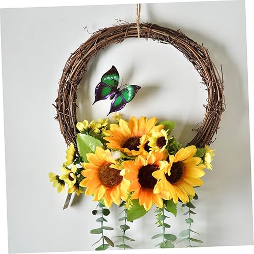 Miniatura 9 de IMIKEYA Sunflower Decoration Wreath Plastic Flower Ring Sunflower Bouquet for Home Wedding Dec