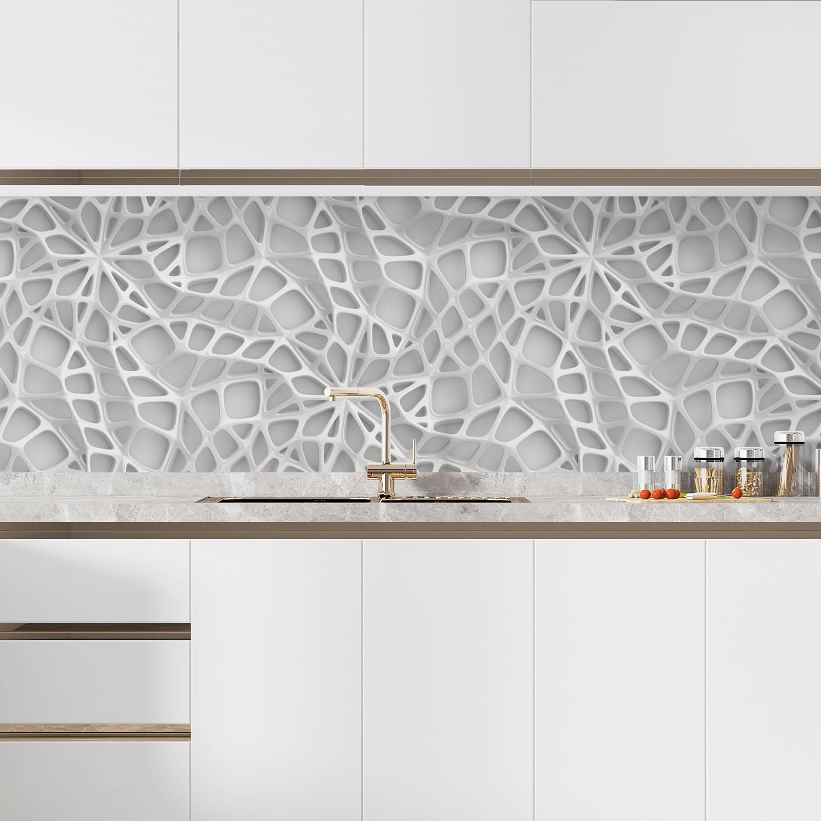Lumalea Adesivo adesivo per cucina, design effetto 3D 3617689952871, adesivo + protezione lucida, 90 x 158 cm