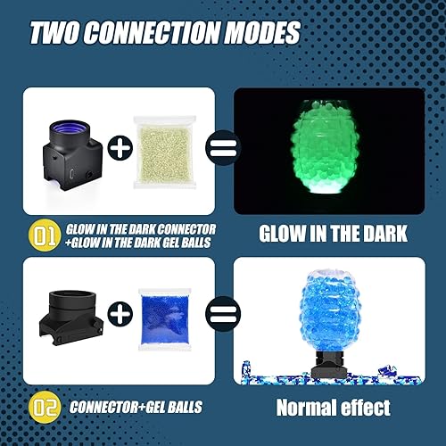 Miniatura 4 de TANSAR Pistola de agua de gel que brilla en la oscuridad, juegos de disparos al aire libre, pistola de agua, para mayores de 14 años, GBN08