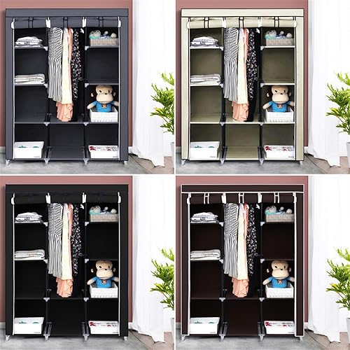 Miniatura 9 de Organizadores y almacenamiento de armario, armarios portátiles para colgar ropa, armario de tela no tejida con funda y 10 estantes, armario