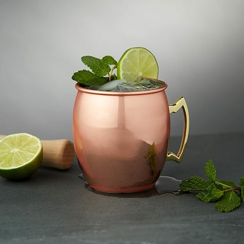 Miniatura 4 de True Moscow Mule - Taza de acero inoxidable, tazas de cobre para mulas de Moscú, accesorios de carrito de barra de cobre, 16 onzas, juego de 2