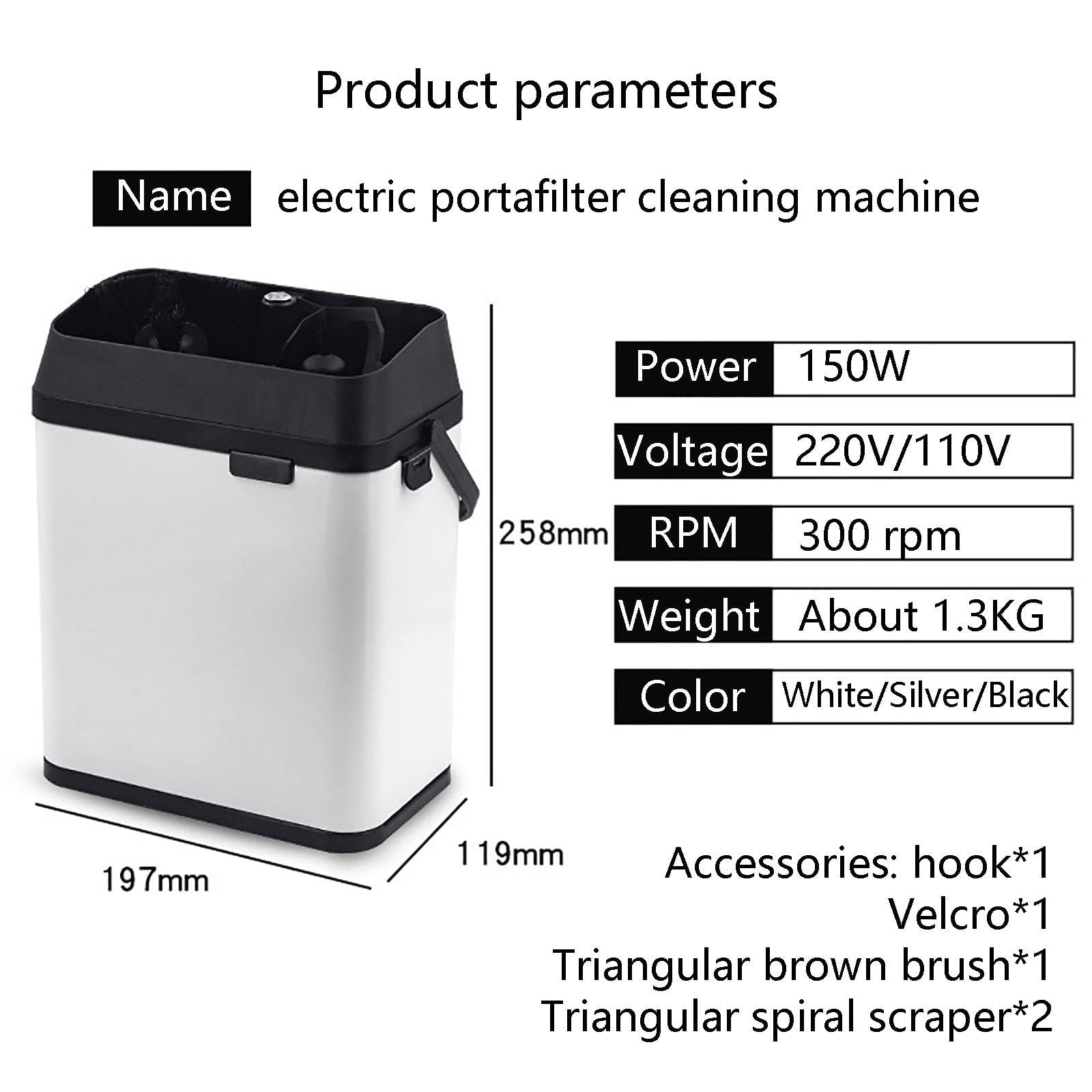 Kit de limpieza de portafiltros de café, máquina automática de limpieza de suelos con raspadores y cepillo, 3 métodos de instalación para uso doméstico