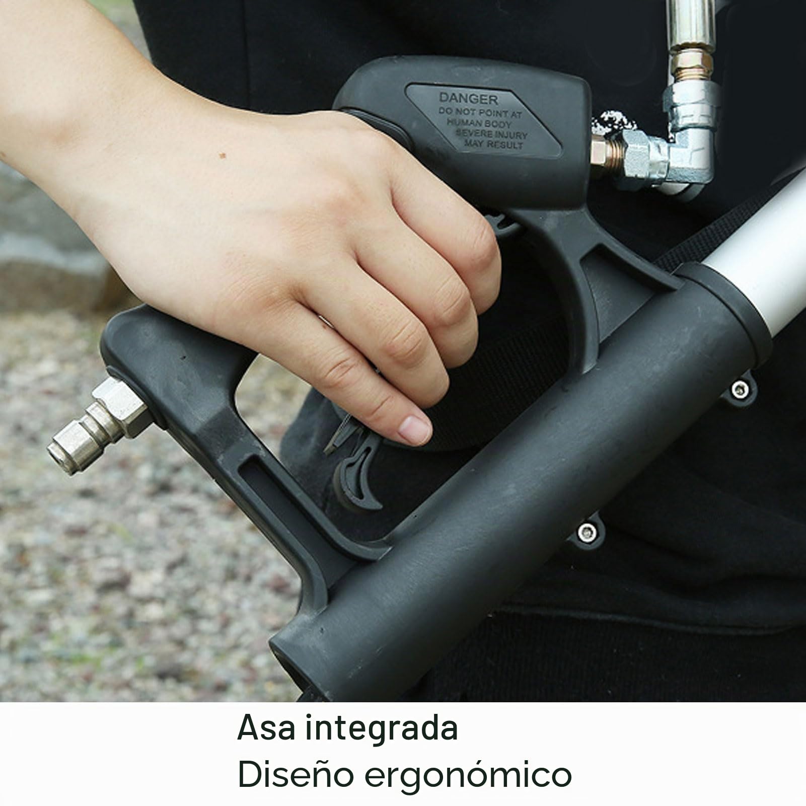 Barra Telescópica de Limpieza a Presión con 4 Cierres de Palanca, 2 Adaptadores de Manguera, 5 Boquillas para Limpiador de Alta Presión, para Canalones, Tejados y Sofits