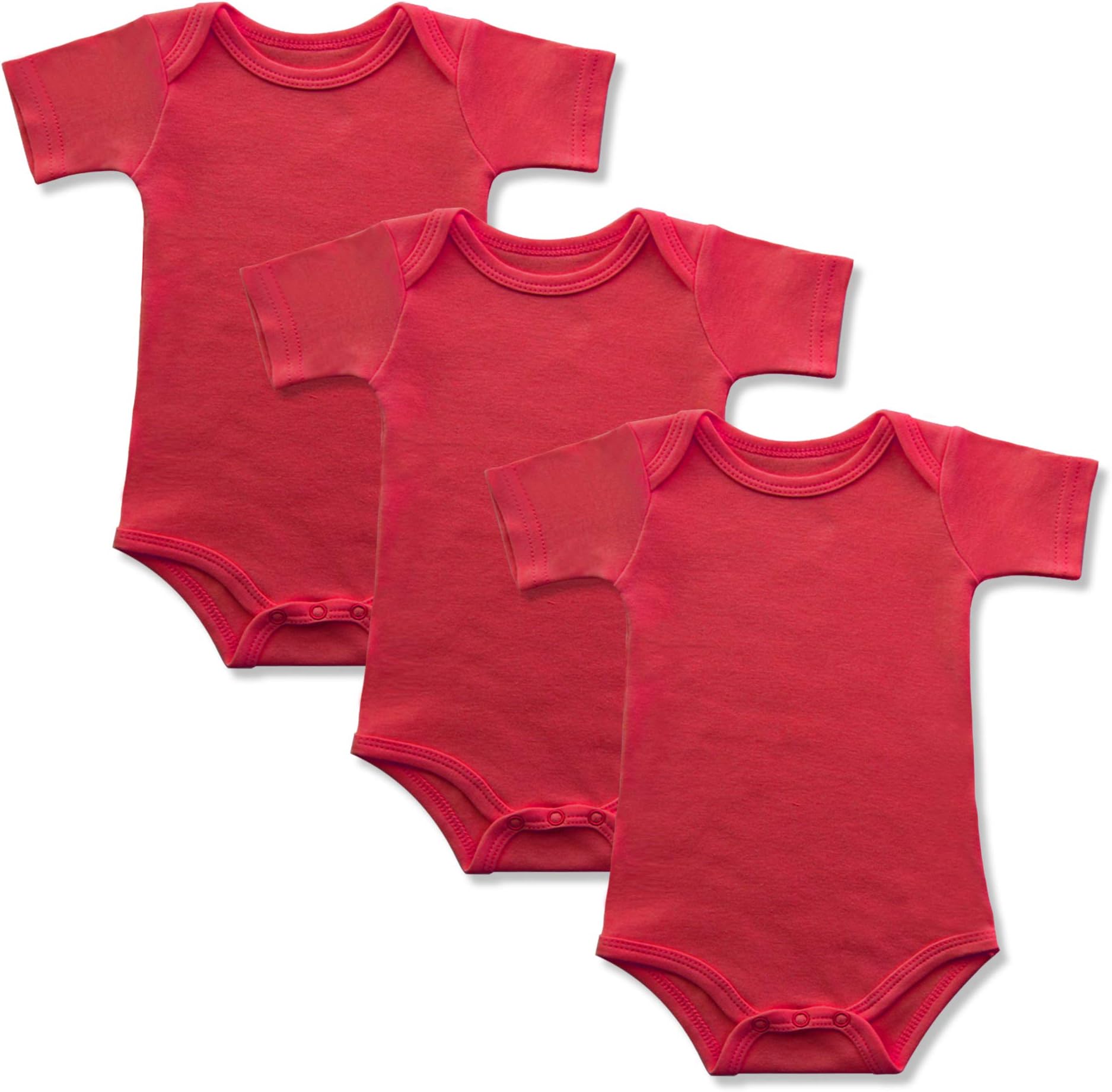 GLEAMING GRAIN Baby Onsies 100% Cotton Short Sleeve Baby Bodysuits Solid Color Infant Bodysuits for Newborn Baby 3-Pack