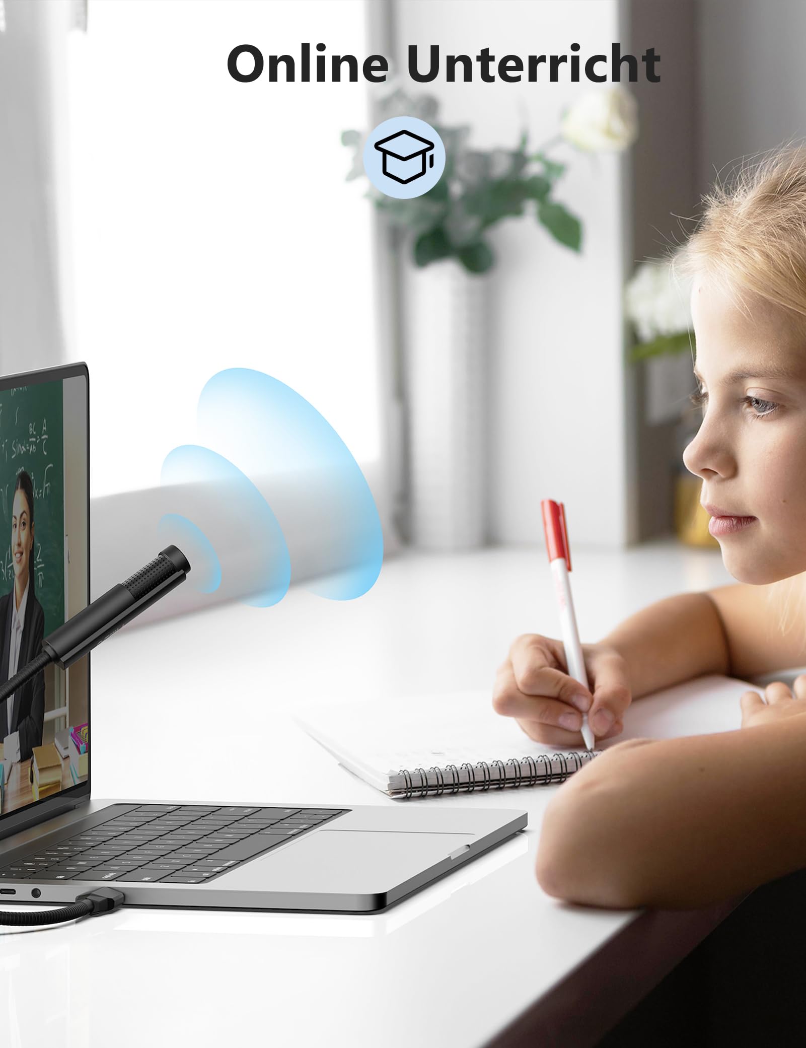 MillSO USB Mikrofon für PC Laptop PS5 PS4, Omnidirektionaler Kondensator Mikrofon mit 360° verstellbar flexiblem Schwanenhals für Aufnahme, Online-Chat, Spiele, Live-Podcasting, YouTube und Skype