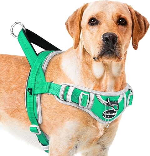 Miniatura 15 de ADVENTUREMORE Arnés deportivo para perros grandes, antitirones, arnés tipo halter reflectante transpirable chaleco a prueba de escapes con asa
