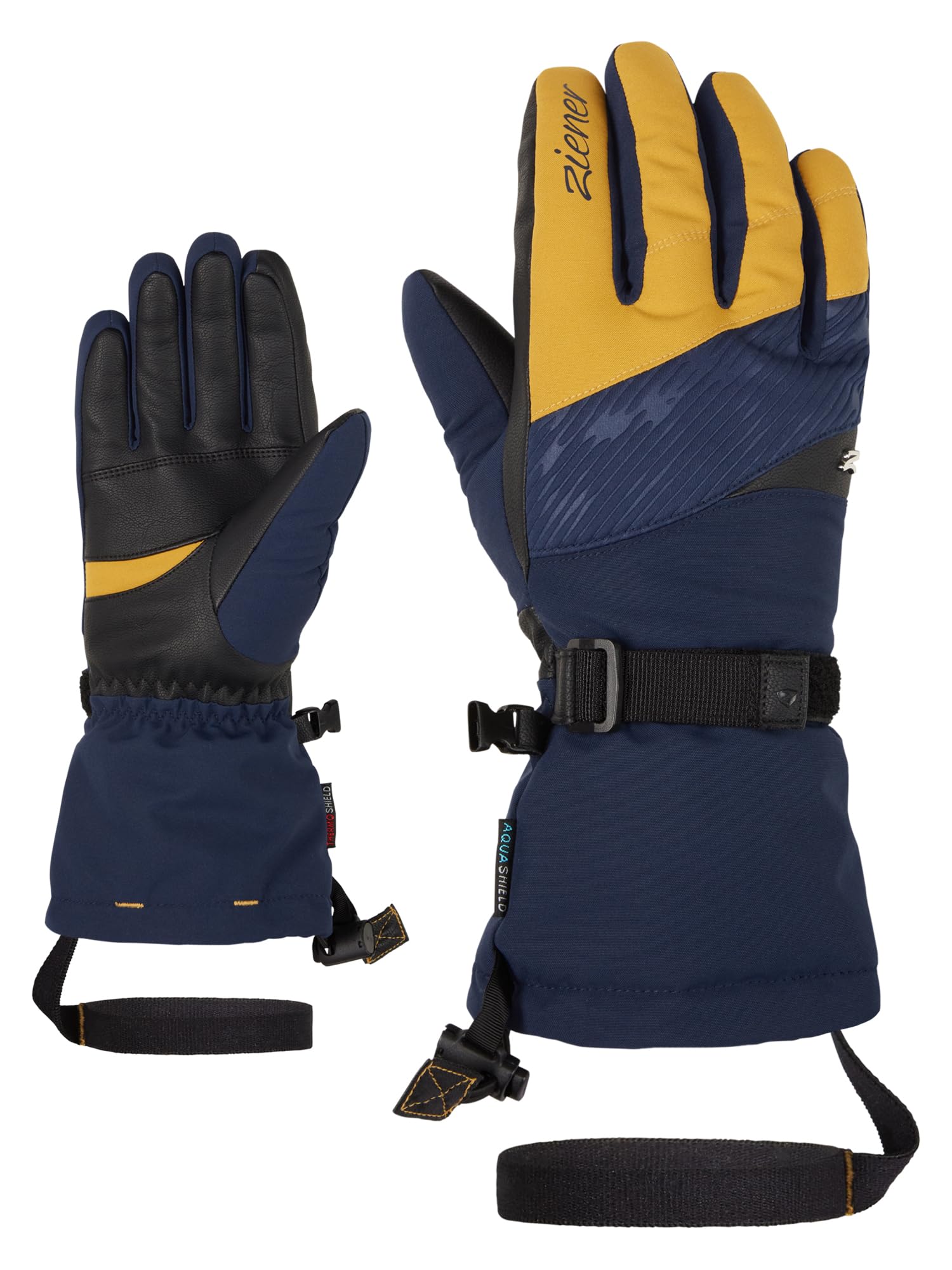Ziener Kalice Women's Ski Gloves, Winter Sports, Waterproof, Long Cuff, Dark Navy, 7.5