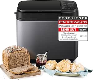 Panasonic SD-YR2540 Premium Grau Vollautomatischer Brotbackautomat, horizontales Design und Hefespender, 32 automatische Programme, zwei Temperatursensoren, 13-Stunden-Zeitvorwahl, Grau