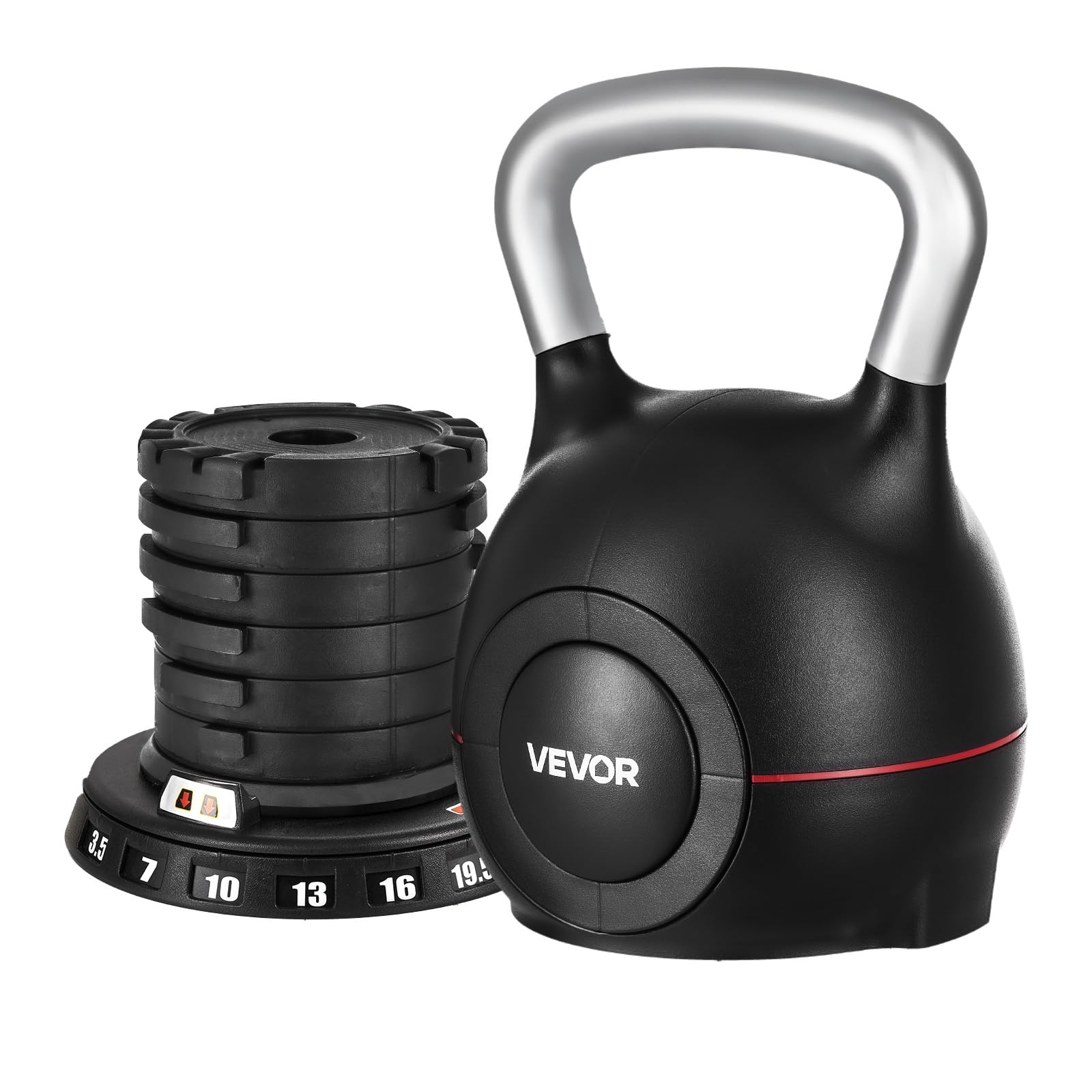 VEVOR verstellbare Kettlebell mit 7 Gewichtsstufen (1,5–10 kg) – ABS-Gehäuse und Aluminiumgriff