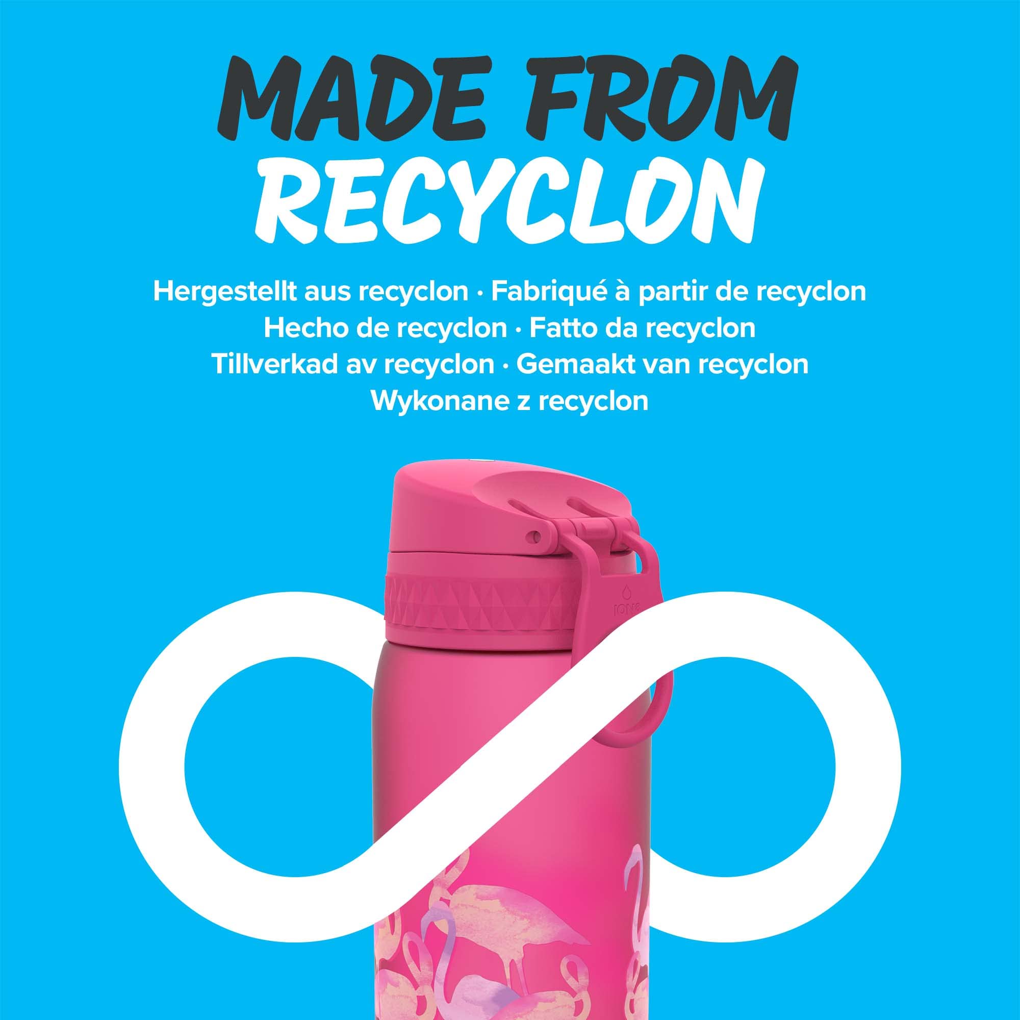 Borraccia Ion8 Per Bambini 350 Ml - Antigoccia, Senza BPA, Design Fenicottero