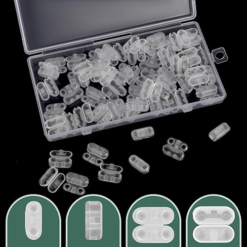 Miniatura 4 de Paquete de 60 conectores de cadenas ciegas de plástico transparente, persianas enrollables, conectores de cadena de bolas, clips para reparar