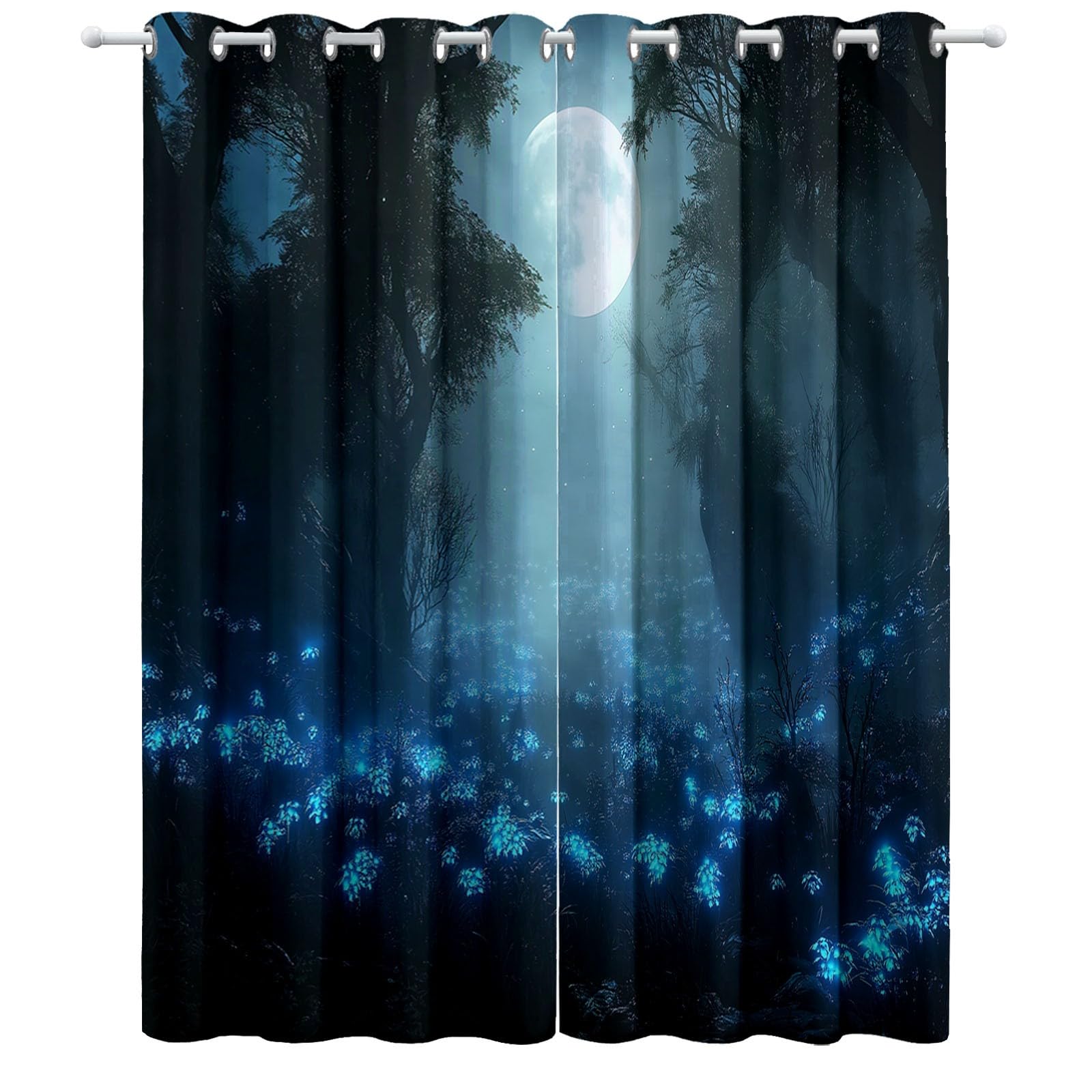 Nuages Et Fleurs Rideau Occultant, Style Rêveur Rideau Thermique Isolant Tenture Opaque à Oeillets Draperies IntéRieurs pour Chambre Salon Décoration 2 Panneaux 110L x 215H cm