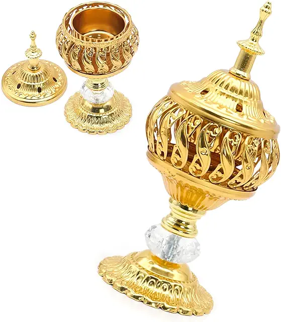 Bruciatore incenso vintage in metallo con vassoio rimovibile - Decorazione casa e ufficio