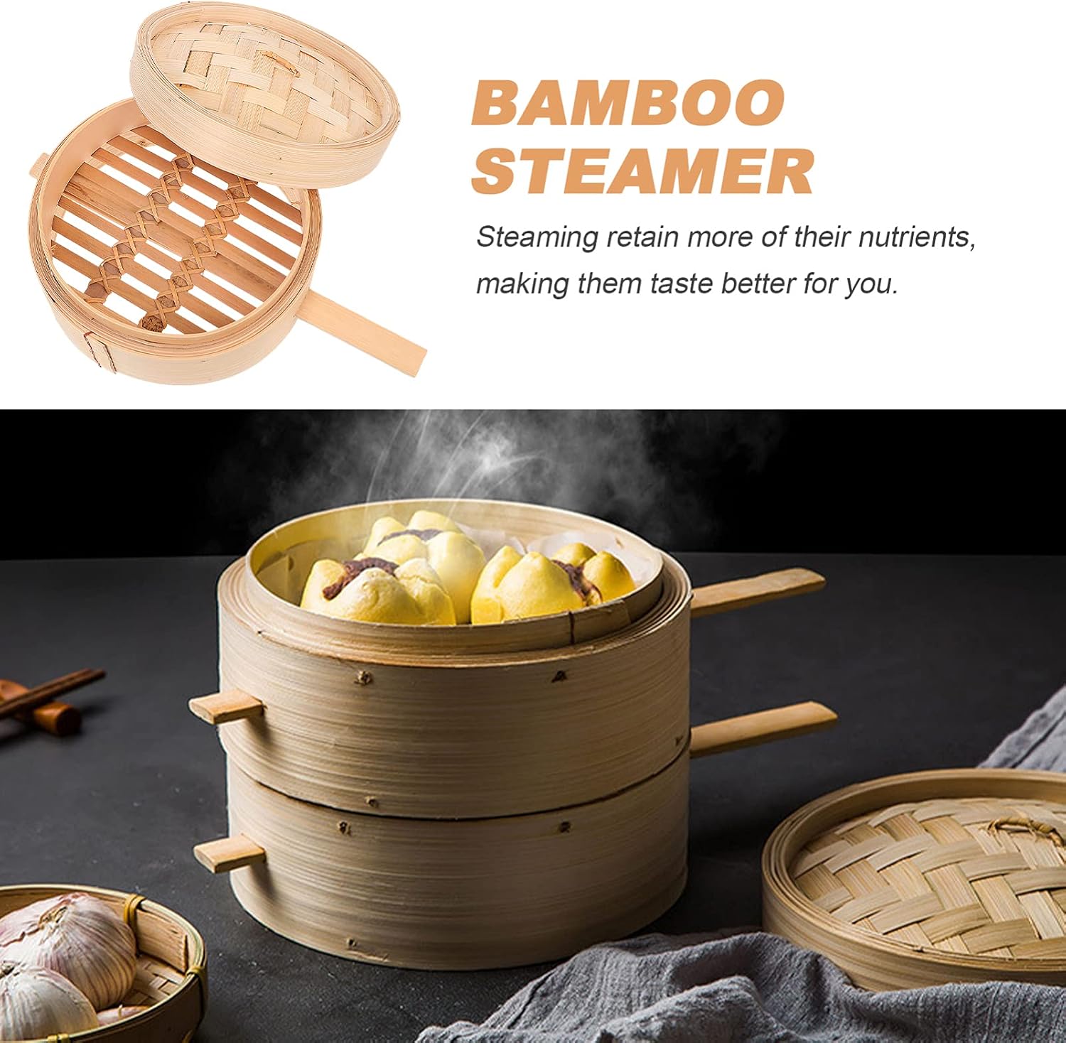 Cabilock 1pc Steamer Basket for Cooking Dumplings Dim Sum and Healthy Meals Traditional Steamer for Home Use Retains Nutrients for Chinese Cuisine