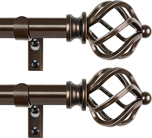 Miniatura 12 de KAMANINA Barras de cortina de bronce para ventanas de 48 a 84 pulgadas, barra de cortina individual ajustable de 32 a 86 pulgadas (2.6-7.1 pies)