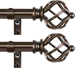 KAMANINA 2 Pack Curtain Rods 32 to 58 Inch, Adjustable Single Rod, Bronze