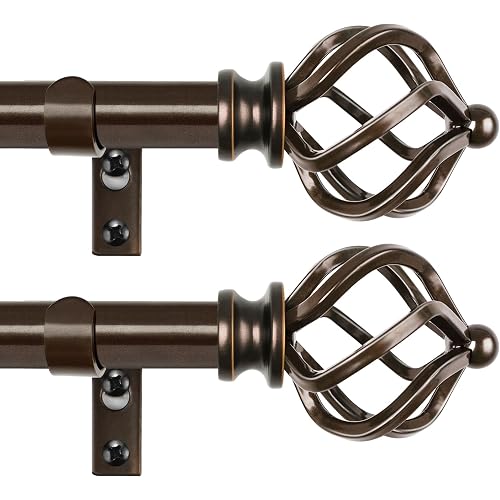 KAMANINA 2 Pack Curtain Rods 32 to 86 Inch, Adjustable Single Rod, Bronze
