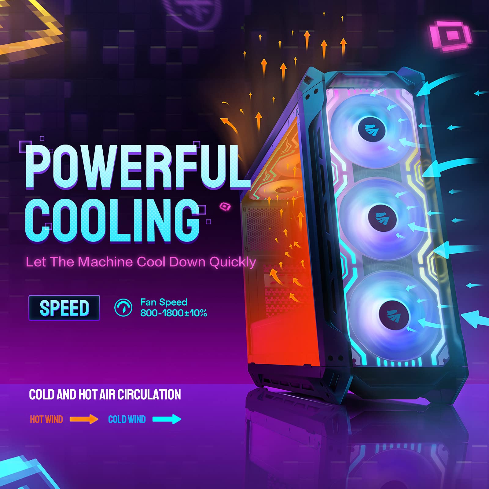 Asiahorse ARGB 360mm Pwm Chassis Fans Use in Pc Cooling