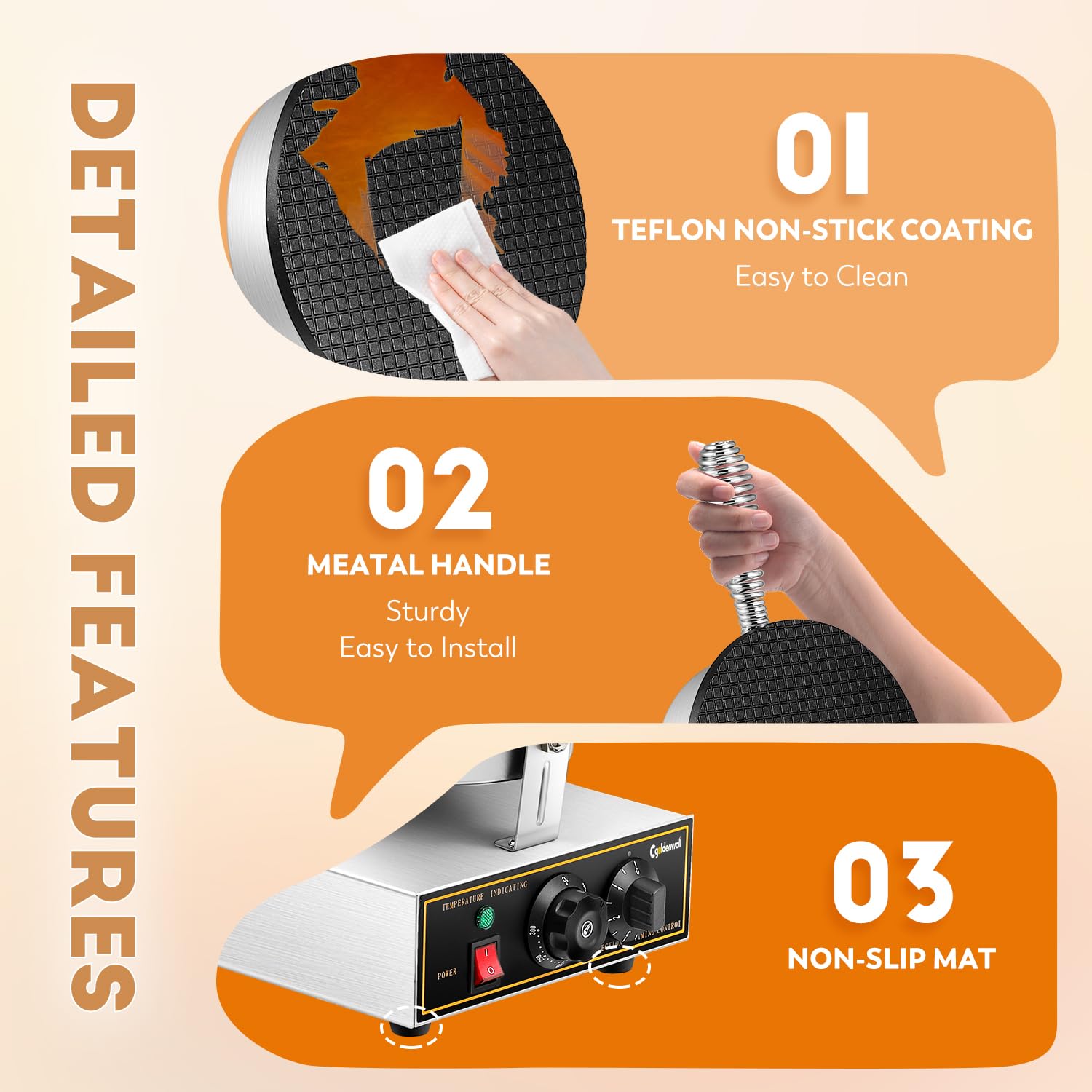 Elektrische Eiscreme-Eierrollmaschine 1200W | Waffelkegel-Maker Mit Antihaftbeschichtung