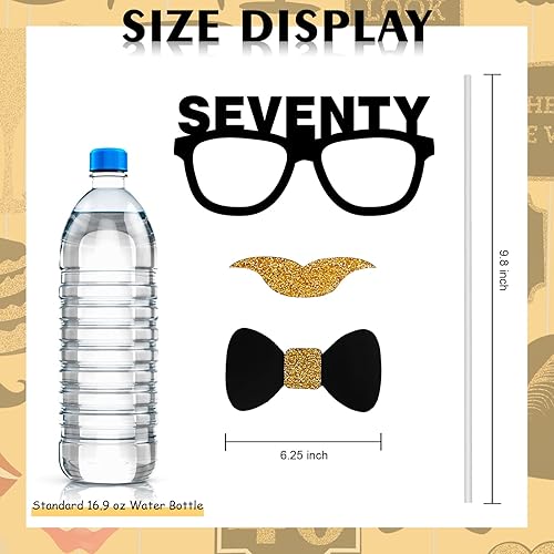 Miniatura 4 de Accesorios para cabina de fotos de cumpleaños número 70 para adultos (41 unidades) para ella, él, aplaude a fiesta de cumpleaños de 70 años,