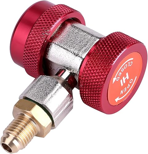 Miniatura 5 de R134 AC Conector rápido bajo acoplador rápido Adaptador de acoplador de aire acondicionado Núcleo de válvula extractora (rojo de alto voltaje)