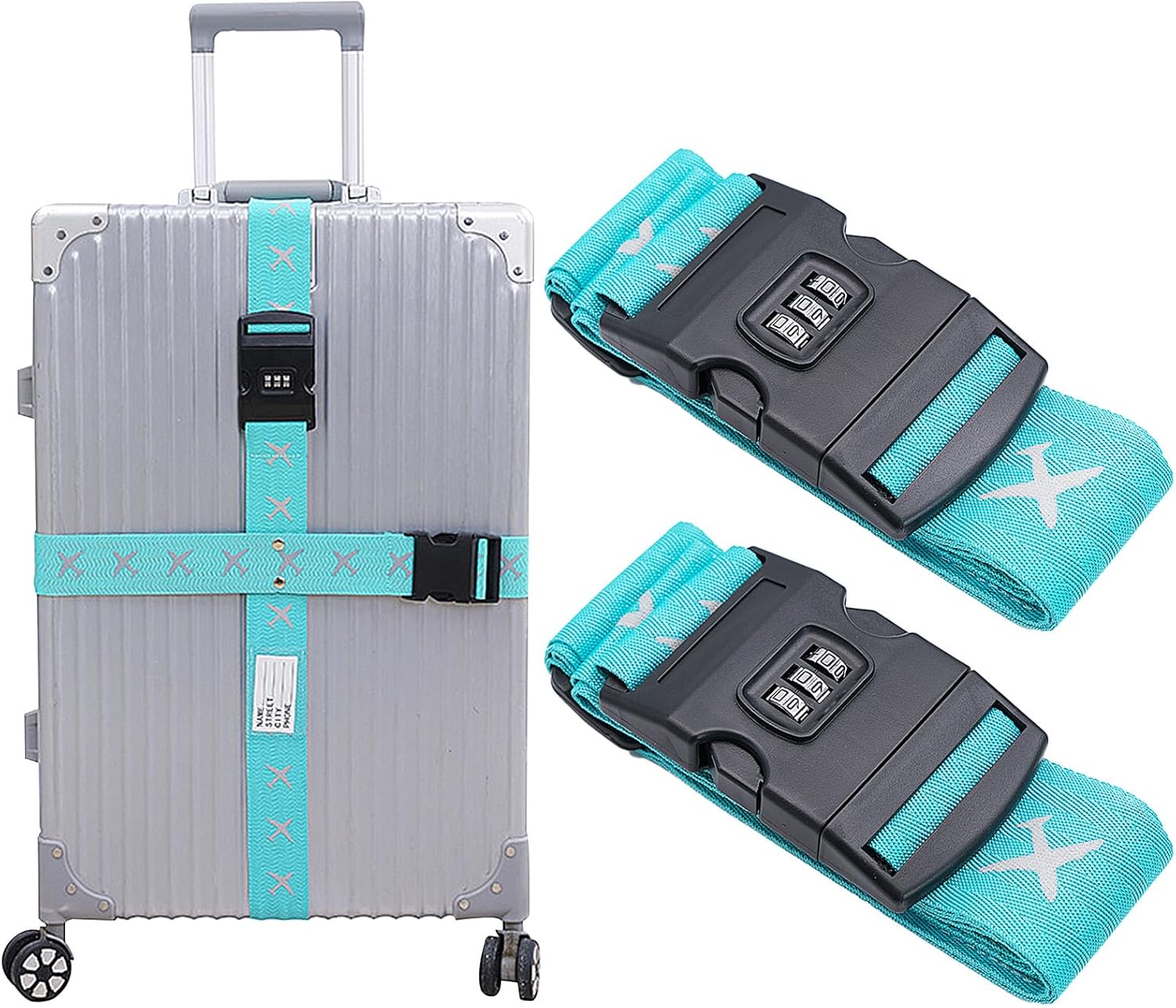 2 PCS Luggage Straps with Coded Lock, 200cm Adjustable Travel Packing Belt, Heavy Duty Suitcase Connector Straps for Mark Luggage, Easy to Recognize (Blue) 2 PCS Luggage Straps with Coded Lock, 200cm Adjustable Travel Packing Belt, Heavy Duty Suitcase Connector Straps for Mark Luggage, Easy to Recognize (Blue)
