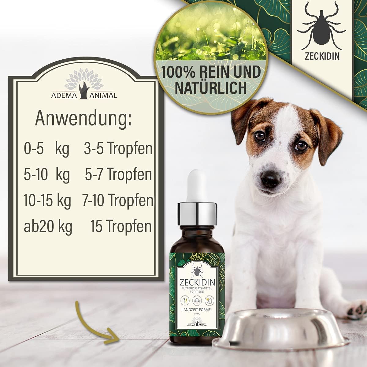 Zeckidin Tropfen 50ml - Zeckenschutz Katze - Pflanzliche Unterstützung für Zeckenschutz Hund & Katze - Pflanzliche Unterstützung - Natürliche Öle für Haut und Fell