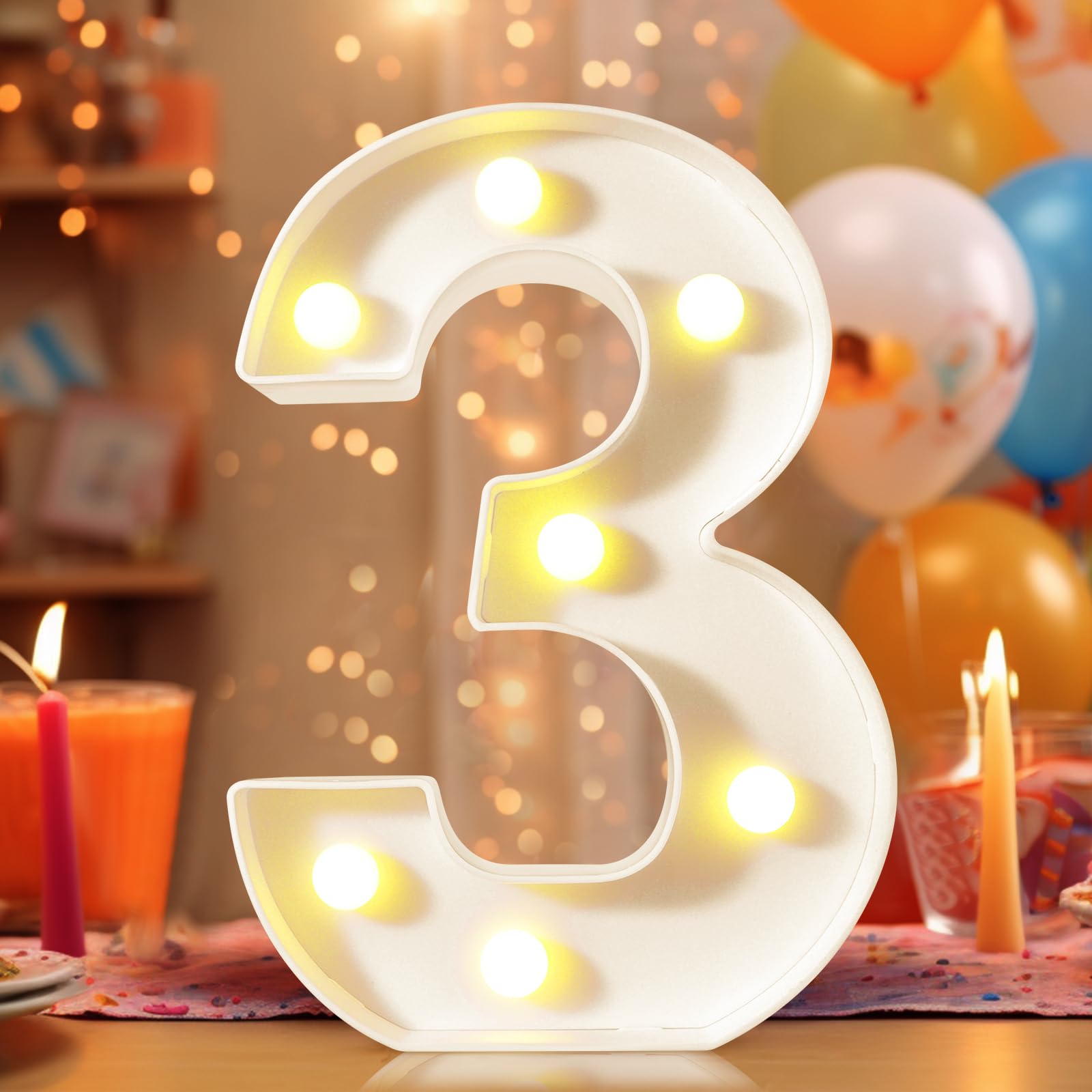 8.8" Decorative LED Light Up Numbers, Marquee Numbers Lights for 7th Birthday Decorations, Lighted Number Sign for Birthday Party Night Lights Wedding Anniversary Home Wall Decor, White Number 7 — view 88