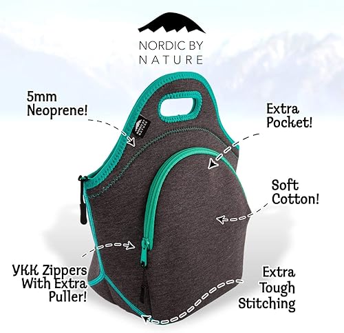 Miniatura 9 de Nordic By Nature Loncheras para mujeres y loncheras para niños, lonchera aislada de alta calidad, neopreno extragrueso, sensación de algodón suave,