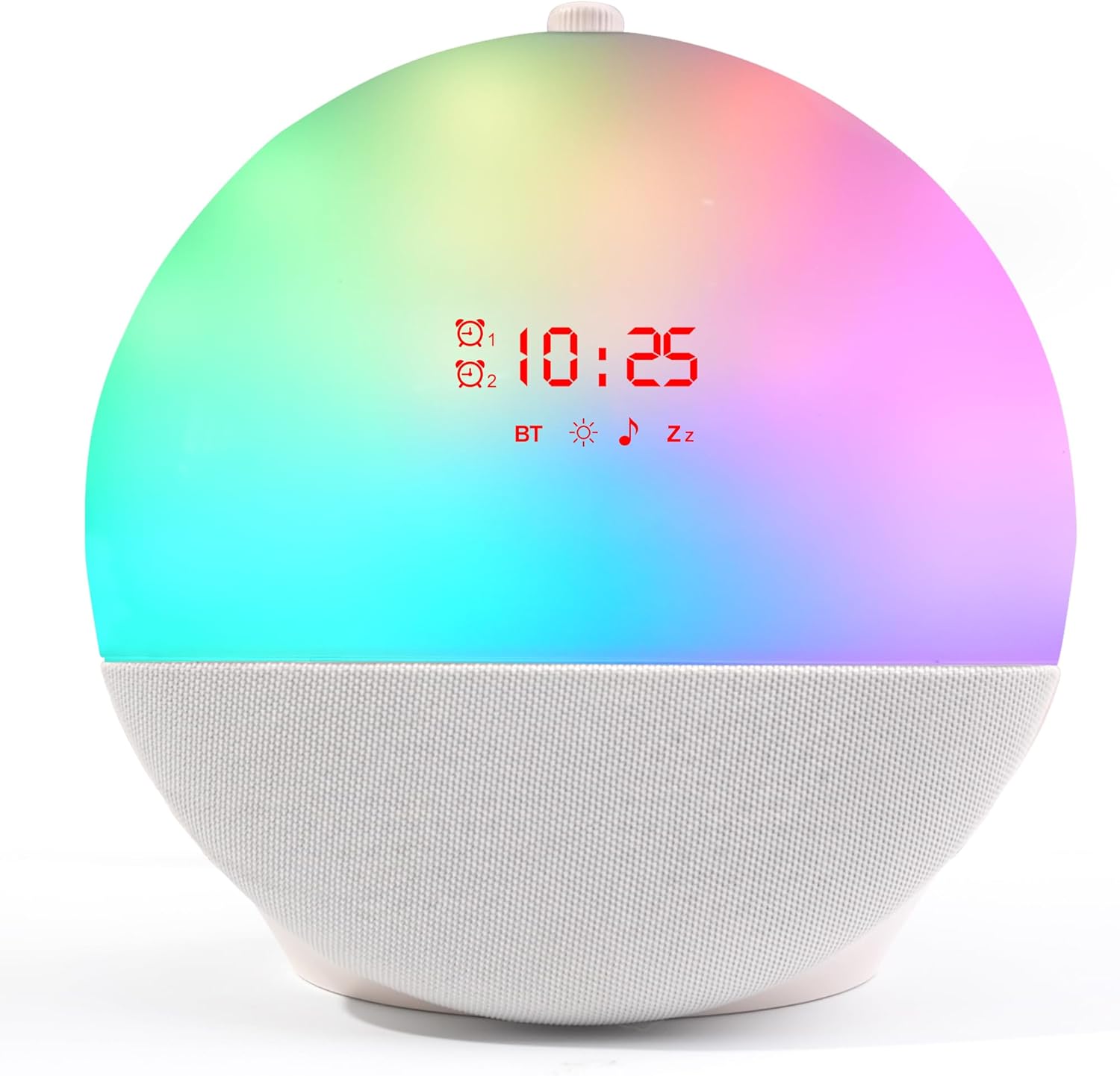 Sunrise Alarm Clock with Bluetooth Speaker, Dual Alarm Clock Radio with White Noise Sleep Machine, RGB Bedside Night Light, 10W Stereo Sound, Rechargeable Smart Clock for Bedroom